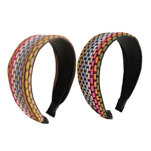 Photo de Healeved Lot De 2 Bandeaux Larges Pour Filles Aux Couleurs De Larc-en-ciel Pour Fête Et Décoration