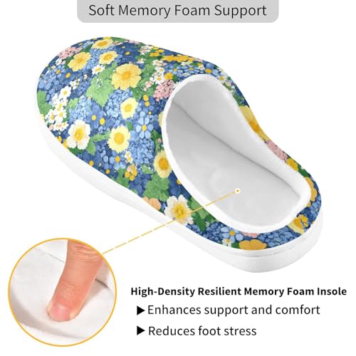 JUNZAN Beauty Spring Flowers Oregon Grape Mens House Cotton Slipper Non Slip Memory Foam Guest Slippers for Bedroom Christmas Presents 6-72
