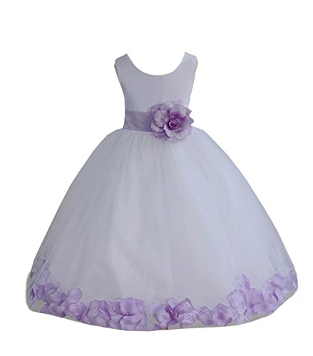 ekidsbridal White Flower Girl Dress Rose Gold Lilac Silver Mercury Gray Teal Blue 814T2