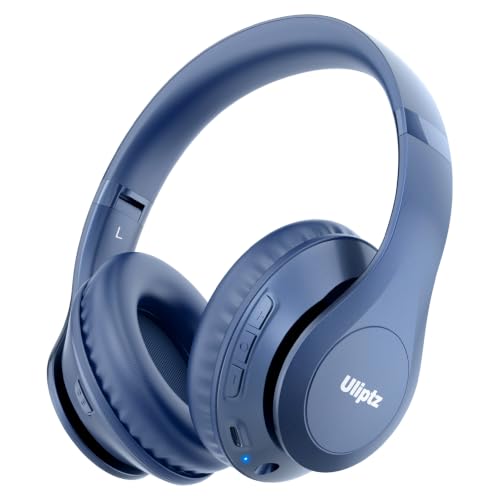 Image of Uliptz Wireless Bluetooth Headphones, 65H Playtime, 6 EQ Sound Modes, HiFi Stereo Over Ear Headphones with Microphone, Foldable Lightweight Bluetooth 6.0 Headset for Travel /Office /Cellphone /PC(Blue)