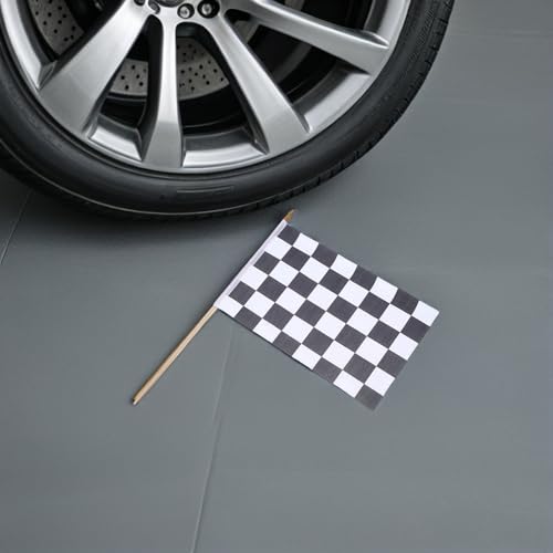 Banderas de carreras a cuadros blanco y negro Mipcase con mango 35cm 8
