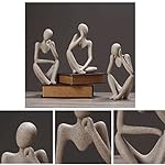 Thinker Sculptures, Sandstone Resin Thinker Statue Ornaments, Abstract Style Housewarming Gifts, Living Room Dining Desk Decorations (Right, Small) - Image 5
