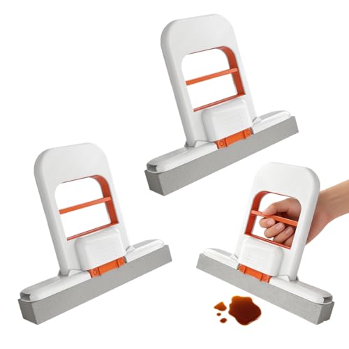 Yuvkin 2 Unidad Mini Mopa, Mopa De Esponja Autoescurrible, Mopa Plegable Compacta Para Limpieza En Seco Y Húmedo De Encimeras De Cocina, Vidrio, Baño, Interior De Automóviles Negro