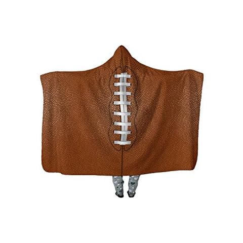 HAOCOS Soccer Football Baseball Pattern Plush Soft Thick Blanket American Football Fans Cloak Cape Hooded,Rugby Cover