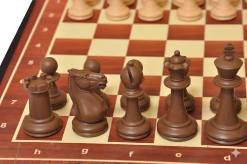 Image of PALM ROYAL HANDICRAFTS 15x 15 Inch Tournament Chess Board Set - Professional Pieces with 3 inch King - Durable Wood-Design Board Game for Kids and Adults.