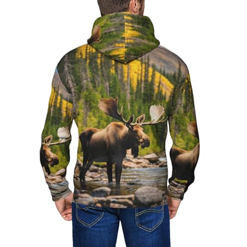 Sweat à capuche imprimé ours cerf EdWal zippé homme - 5