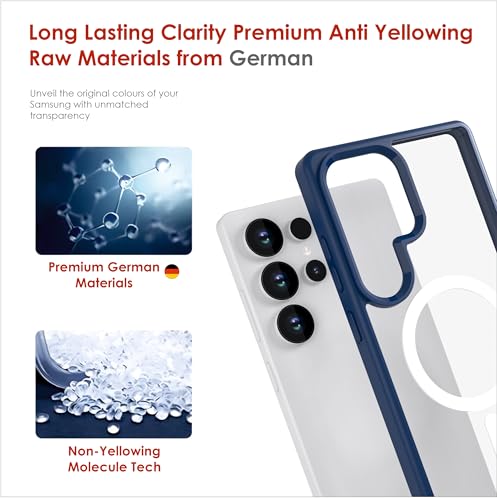 Image of Case for Samsung Galaxy S25 Ultra with Mag-Safe, [Anti-Yellowing Technology] [Military Grade Drop Protection] Shockproof Slim Hybrid Phone Case for Samsung Galaxy S25 Ultra 5G - Indigo Blue