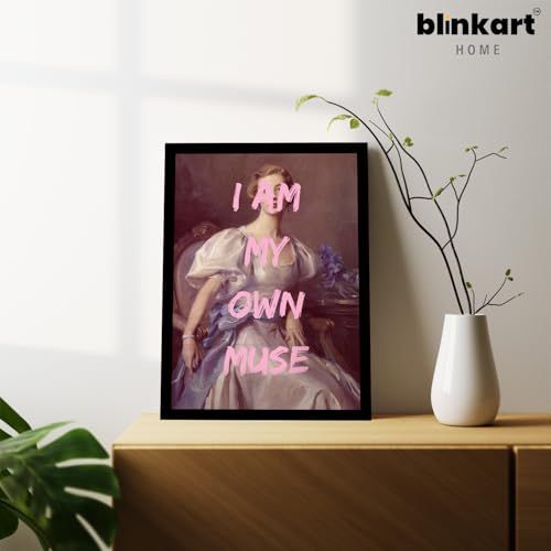 Image of BLINKART Framed Photo - I Am My Own Muse | Altered Art Theme | Motivational & Inspirational Wall Art Poster for Home, Bedroom, Living Room, Office, Hotel & Gifting - 12x8 Inch