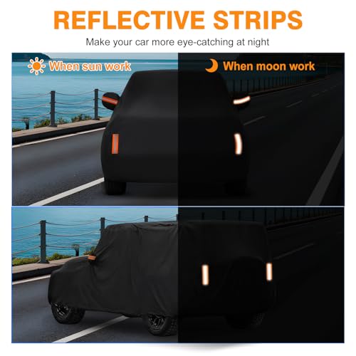 Image of Car Cover for Jeep Wrangler 4 Door 2006-2026 JK JL Outdoor Waterproof Sun Rain Snow Hail UV Protection with Driver Door Zipper