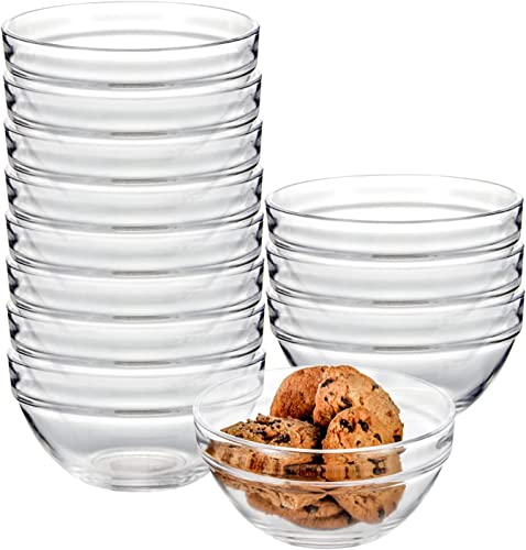 Image of WRINGO Glass Bowl for Kitchen Prep, Dessert, Dips, and Candy Dishes, Cake, Snack Bowl Set of 6 Or Nut Bowl, and Microwave Safe Clear Glass Bowls for Mixing, Storing Size 3.5 Inch