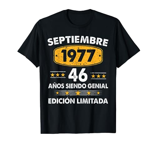 46 Años Cumpleaños Regalo Septiembre 1977 Septiembre 46 Años Camiseta