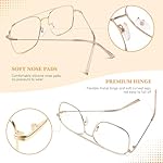 LINVO Fake Glasses Non-Prescription Clear Lens Metal Frame Fashion Eyewear for Women Men - Image 4