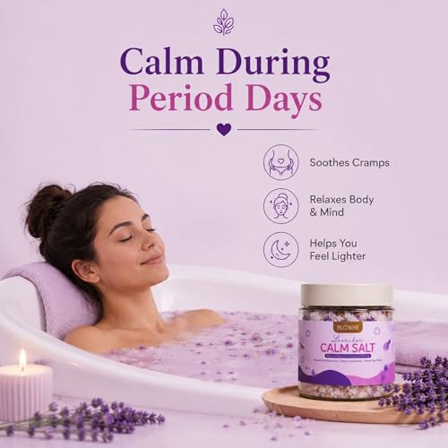 Image of Calm Salt Lavender Bath Salt 350g | Dead Sea Minerals, Epsom & Himalayan Pink Salt | Magnesium Rich Relaxation Soak For Stress Relief | Calming Spa Foot Bath & Period Comfort Routine