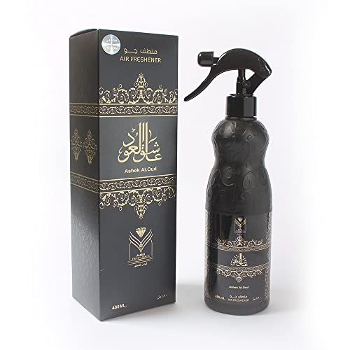 ††† Upscale Perfume & Oud co. Ashek Al.Oud Air Freshener - 480ML 16.9FL.OZ Fabric spray - Natural Aged Oud Scent - Odor Fighting Room Spray - long lasting Aroma for home