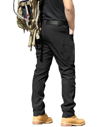 Men's Tactical Cargo Pants Lightweight Hiking Pants, Outdoor Work Military Combat Pants with Multi Pockets, No Belt - Image 3