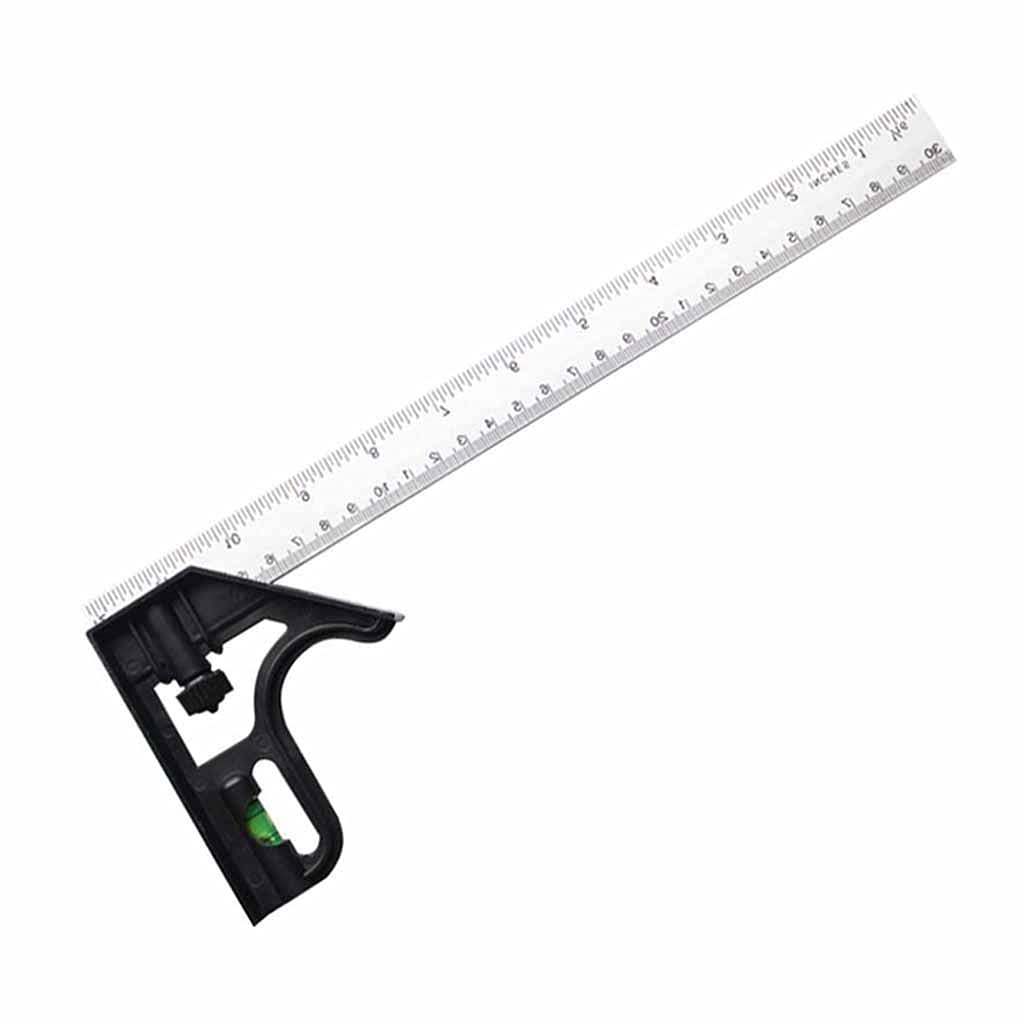 Diy Precyzyjne Narzędzia Pomiarowe Ze Stali Nierdzewnej Aluminiowa Kombinacja Mobilny Kwadratowy Warsztat Sprzęt Kątownik Poziomica 12" 300Mm，D