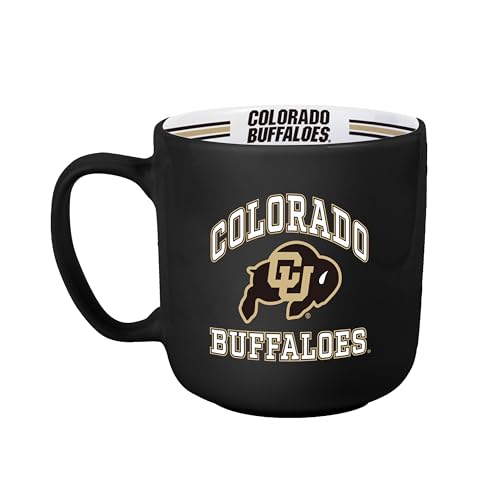 Image of Logo Brands NCAA Colorado Buffaloes 15 oz Stripe Coffee Mug - Vintage Team Logo, Inside Print & Stripes, Microwave & Dishwasher Safe- Great Gift For Fans & Alumni