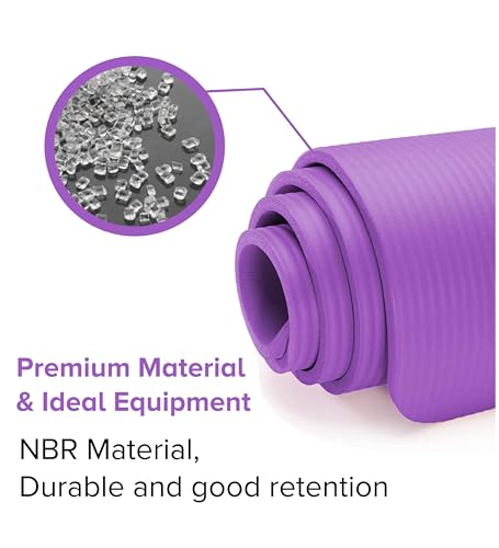 Yoga Mat Unisex Non-Slip Thick Foam Fitness Exercise Mat (10mm) Comes with Carrying Strap Lightweight Home Gym Workout Equipment for Yoga, Pilates, Stretching, Gymnastics Training & Camping - Image 4