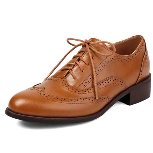 Chaussures pieds larges Oxford confortables avec talon stable 3cm et lacets ajustables