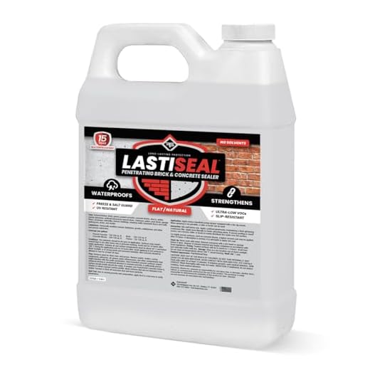 LastiSeal Brick & Concrete Sealer (2.5-gal) - Waterproofs and Strengthens Brick, Concrete, & Porous Masonry - 15-Year Service Life. Deep-Penetrating, Paintable, Natural Finish, No Slip, Indoor/Outdoor