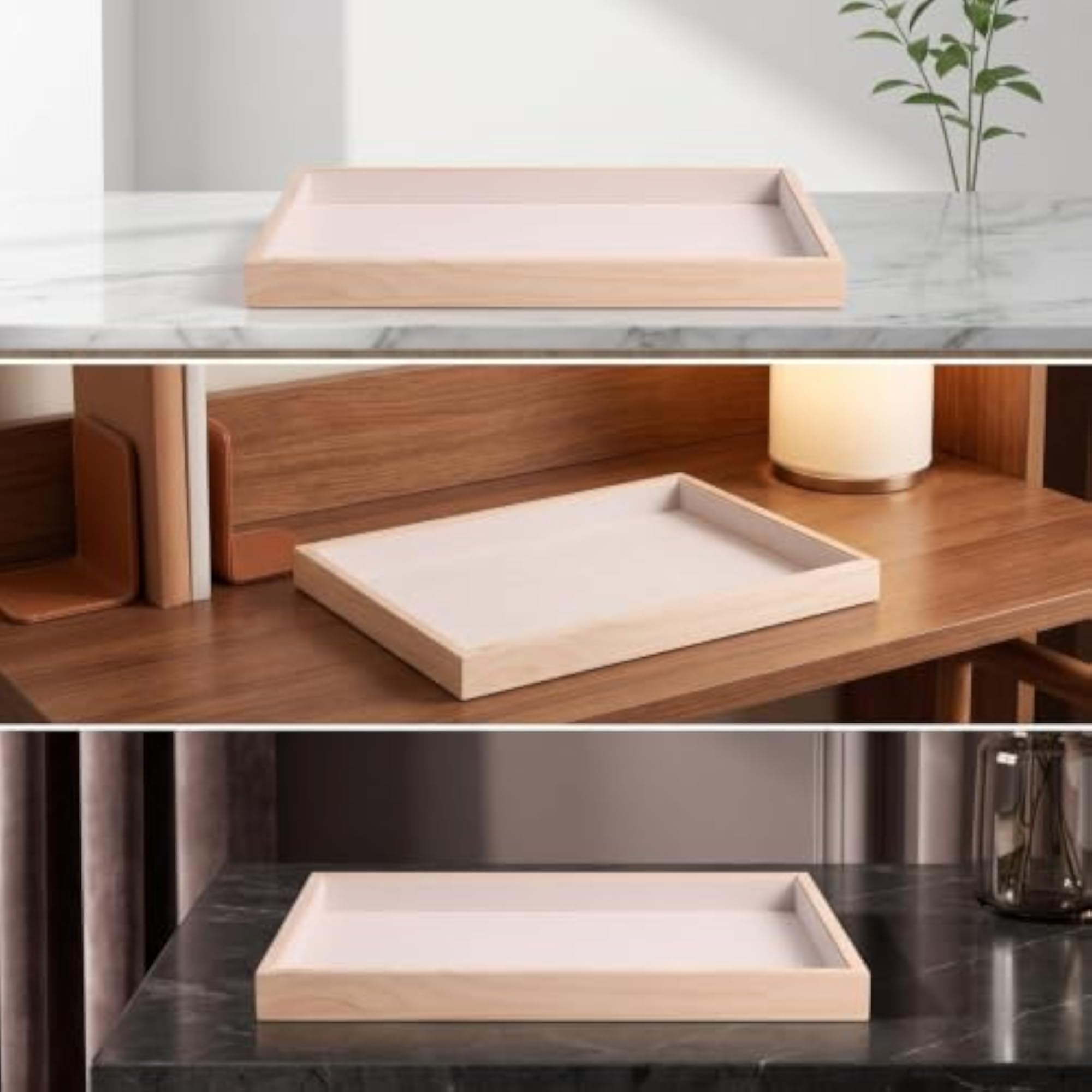 Rectangular Wooden Display Tray for Jewelry Organization