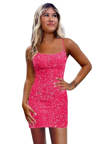 Sparkly Sequin Homecoming Dresses for Teens Short Tight Corset Prom Dress Spaghetti Strap Party Dress