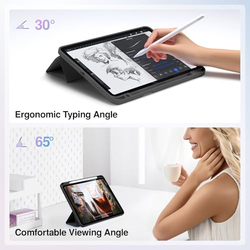 SMARTDEVIL Magnetic Case for iPad Pro 11 inch 2024 (M4, 7th Gen), Slim Trifold Stand Cover with Clear Hard Back, Pencil Holder, Auto Wake/Sleep, Anti-Bend Protection, Supports Touch ID – Black image 2