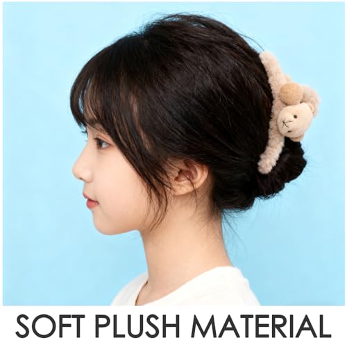 Pinces à cheveux peluche douce style polyvalent kaki et marron - 3