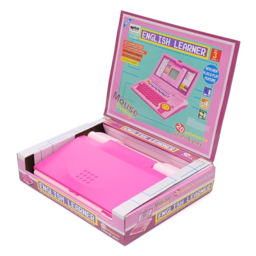Image of Gooyo GY-1114 Plug & Play Educational Laptop Toy with 20 Learning & Playing Activities | Pink | Dual Power Supply | USB Cable (Included) & 3xAA Battery (Not Included) | Gift Box Packaging