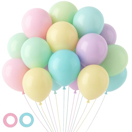 Image of Voircoloria 105pcs Pastel Balloons 12inch Party Latex Balloons for Birthday Easter Baby Shower Graduation Wedding Gender Reveal Anniversary Party Decorations