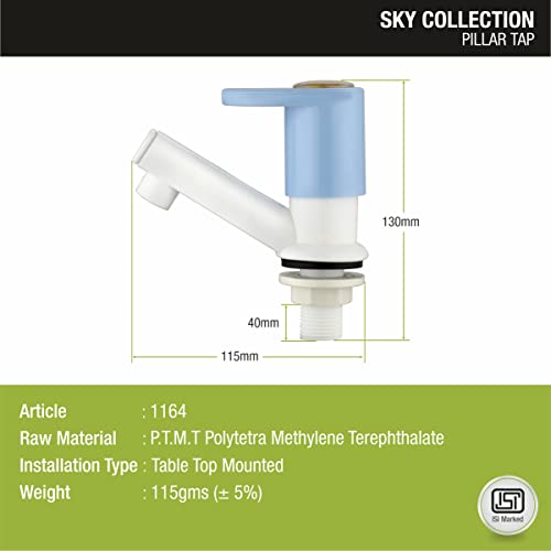 Image of LIPKA Sky Pillar Tap Faucet | PTMT Water Tap | White /Blue Color |