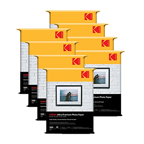 Image of Kodak 270 GSM 4R (4x6) Glossy Photo Paper - Waterproof, Pack of 8 x 100 sheets, Compatible with all Inkjet Printers