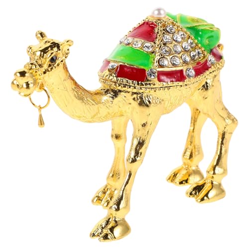 JOINPAYA Joyero de Baratijas Figura de Camello, Metal Esmaltado Dorado, Bisagras, para Decoración del Hogar y Recuerdo Turístico, Caja Pequeña de Almacenamiento