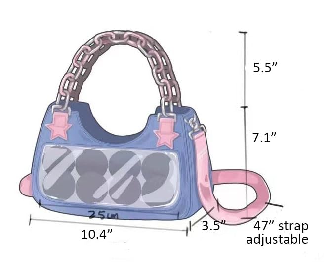 OATSBAS Cute Shoulder Bag Crossbody Bag for Women Y2K Star Patchwork Denim Messenger Handbag for Teen Girls (Light Blue)