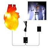 Light Up Halloween Skeleton Heart Decor, Halloween Animatronics Props Realistic Heartbeat with Lights, Creepy Decorations Plug in with 16.4FT Power Cord for Skeletons Decor