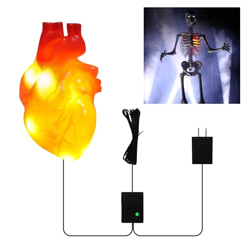 Light Up Halloween Skeleton Heart Decor, Halloween Animatronics Props Realistic