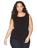 Calvin Klein Women's Plus Size Pleat Neck Cami, Black, 1X
