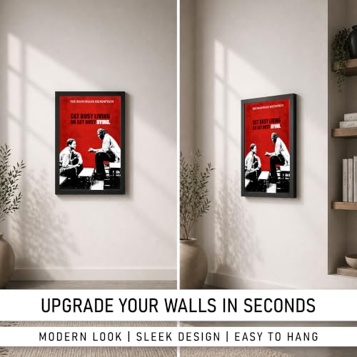 Image of Inspirational Prison Escape Premium Framed Wall Poster (12x18 Inch) | Motivational Friendship & Perseverance Wall Art | Black White & Red Vintage Decor for Man Cave, Bedroom, Office & Workspace | Ready-to-Hang Frame