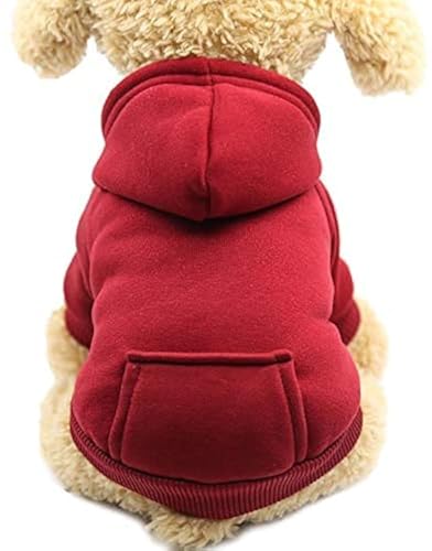 Jecikelon Sweat à Capuche d'hiver avec Poches, vêtements Chauds pour Petits Chiens, Manteau pour Chihuahua, vêtements pour Chiot et Chat, L, Bordeaux