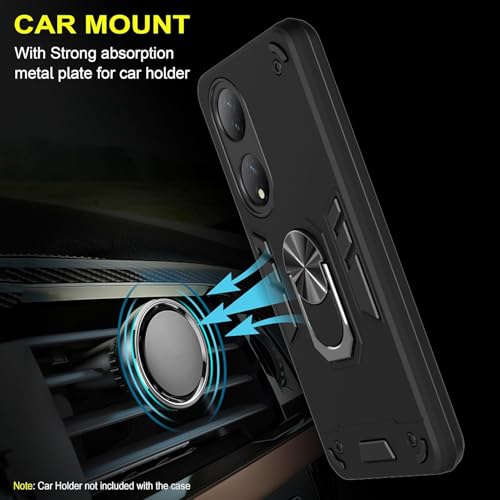 Image of Armor Vivo T2 5G / Y100 5G Defender Case | Rotating Ring Holder & Kickstand in-Built | Military Grade Armor | 360 Degree Protection Back Cover for Vivo T2 5G / Y100 5G (Black)