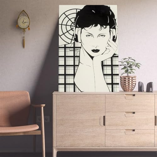 Impression sur toile Earphones On Patrick Nagel tableau moderne 30x45cm