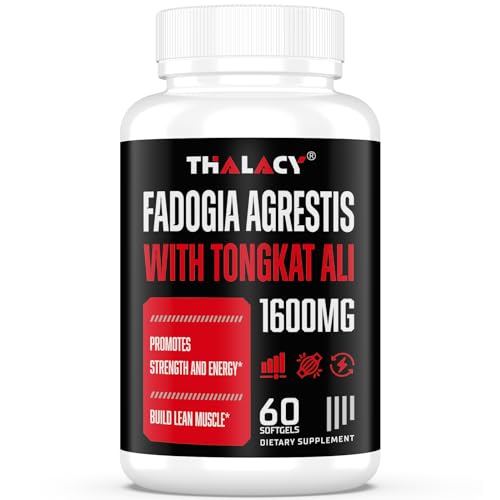 Thalacy 1600mg Fadogia Agrestis Tongkat Ali Supplement Fadogia Agrestis Extract for Men with Ashwagandha - Maximum Strength 60 Softgels