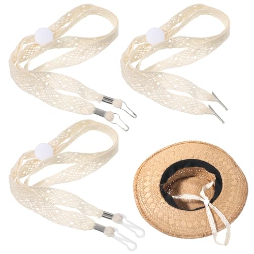 3 piezas de correas para sombrero beige ajustables