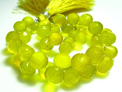 Chalcédoine jaune AAA facettée en briolette oignon pour joaillerie haut de gamme