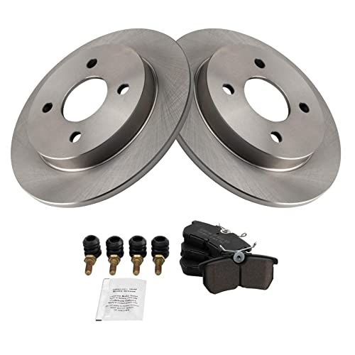Image of TRQ Rear Brake Pad and Rotor Set Ceramic Solid Rotors