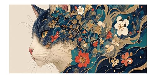Kit complet broderie diamant chat 5D tableau strass débutant 30x90