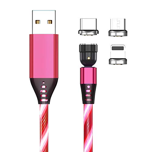 Light Up Phone Charger with Changeable Rotating Magnetic Tips (3.3 Feet / 1 Meter, Red) image 2