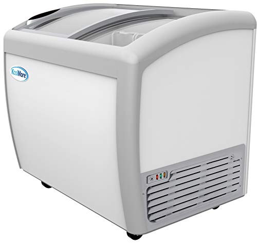 Image of KoolMore - MCF-12C Commercial Ice Cream Freezer Display Case, Glass Top Chest Freezer with 4 Storage Baskets and Clear, Sliding Lid, Large 12.7 cu.ft Capacity, White