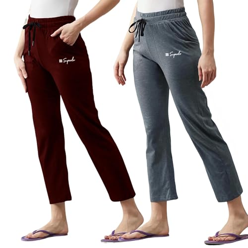 Image of Pinkmint Cotton Style Pyjamas for Women Combo l Stylish Side 2 Pockets l Gym Wear l Comfortable Track Pant