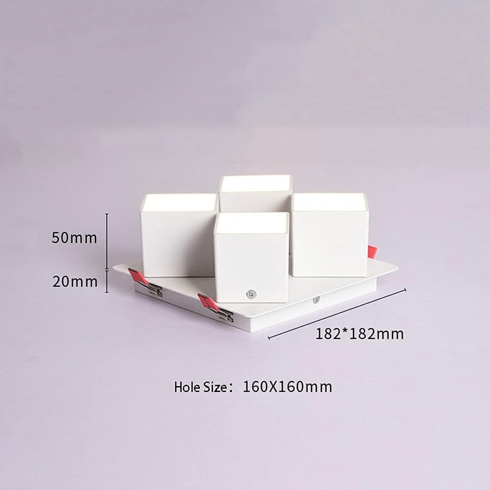 Spotlight,Led Ceiling Spotlight Fixture, 4-Light Recessed Ceiling Lighting Fixture Adjustable Flush Mount Downlight, Corridor Cloakroom Gallery Directional Spotlights Accent Lamps/3000K